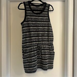 Banana Republic - Drawstring-waist cover-up dress - black/gray stripe - size M